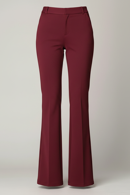 Pantalon Chino Bordeaux Évasé Taille Haute Élégant - Polyester - vue 3