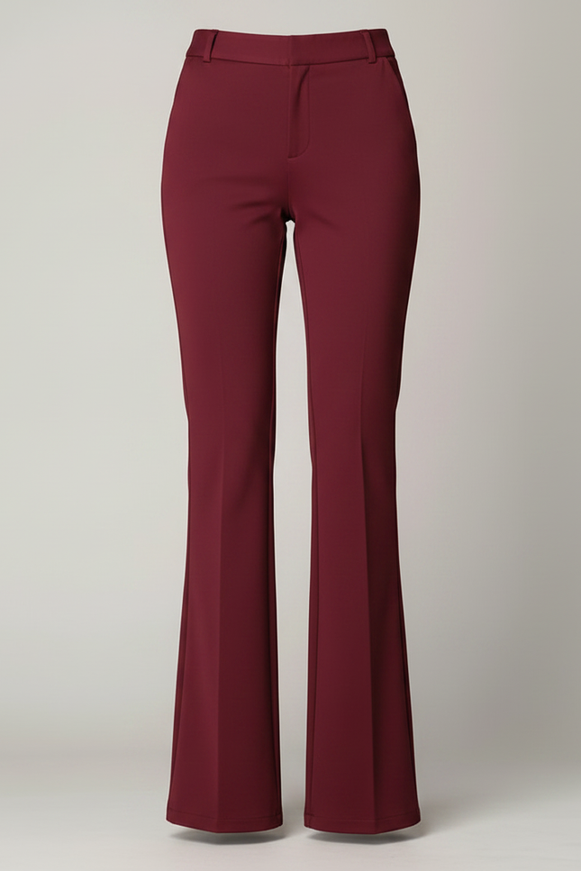 Pantalon Chino Bordeaux Évasé Taille Haute Élégant - Polyester - vue 3