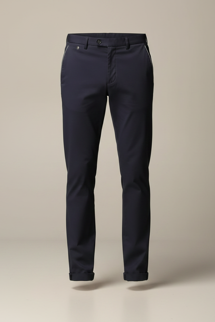 Pantalon Chino Bleu Marine Slim Coton Élégant Homme - vue 3