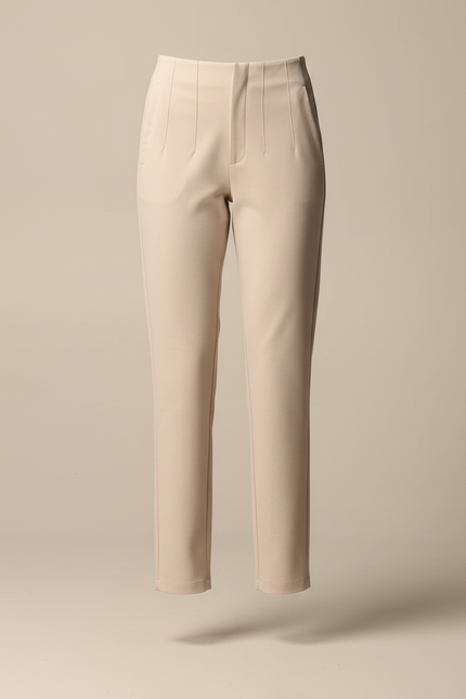 Pantalon Chino Beige Ajusté Taille Haute Élégant - Polyester - vue 3