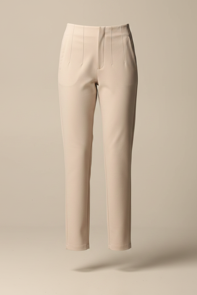 Pantalon Chino Beige Ajusté Taille Haute Élégant - Polyester - vue 3