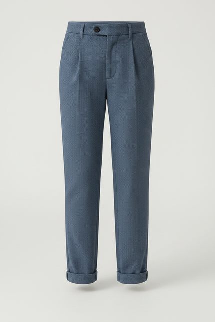 Pantalon Chino Bleu Marine Laine Chevron Droit Enfant - vue 3