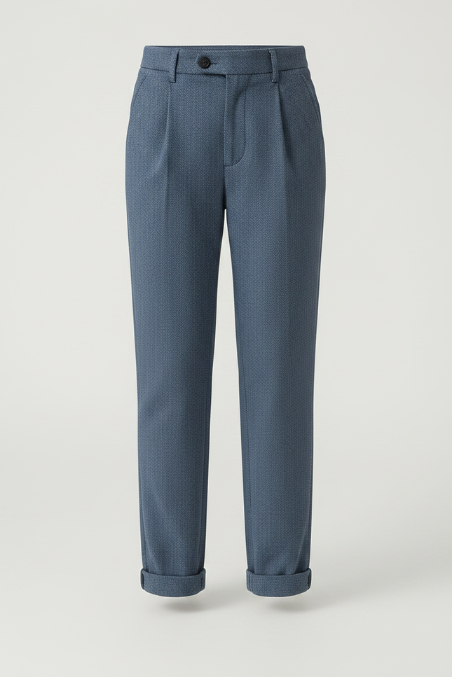 Pantalon Chino Bleu Marine Laine Chevron Droit Enfant - vue 3