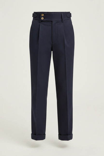 Pantalon Chino Bleu Marine Droit Plissé Enfant - Gabardine - vue 3