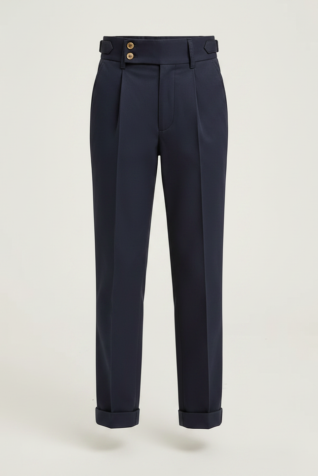 Pantalon Chino Bleu Marine Droit Plissé Enfant - Gabardine - vue 3