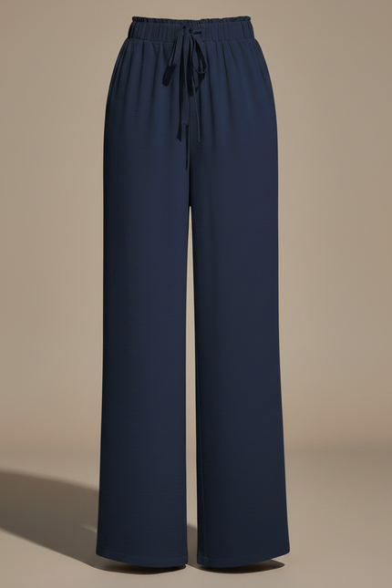 Pantalon Chino Bleu Marine Ample Fluide Décontracté Femme - Polyester - vue 3