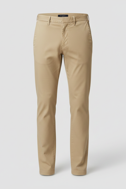 Pantalons Chino Slim Homme - Beige Coton - vue 3