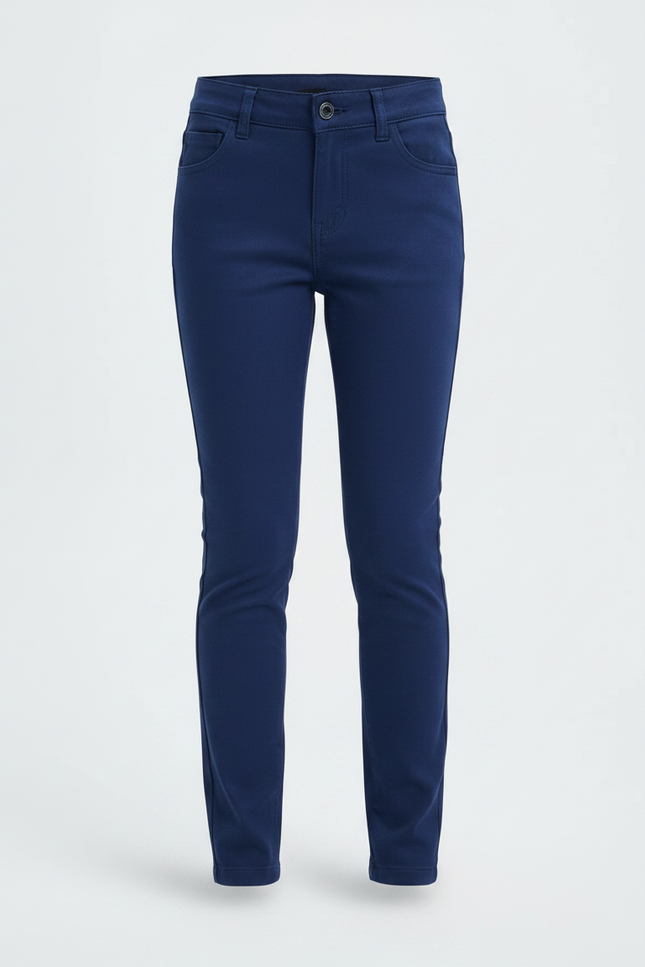 Pantalon Chino Bleu Marine Slim Coton Fille Uni - vue 3