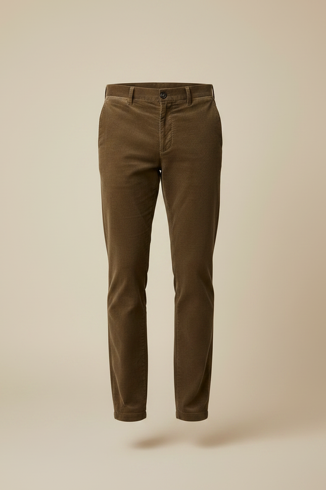 Pantalon Chino Kaki Côtelé Droit Décontracté Homme - Cordé - vue 2
