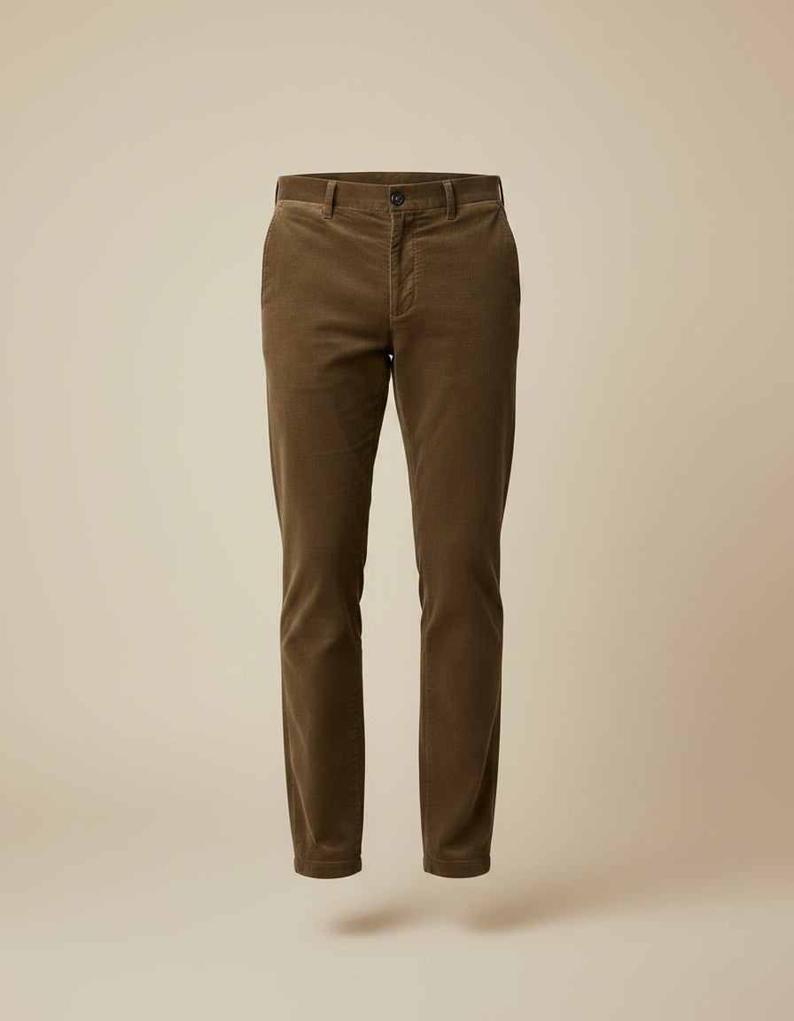 Pantalon Chino Kaki Côtelé Droit Décontracté Homme - Cordé - vue 2