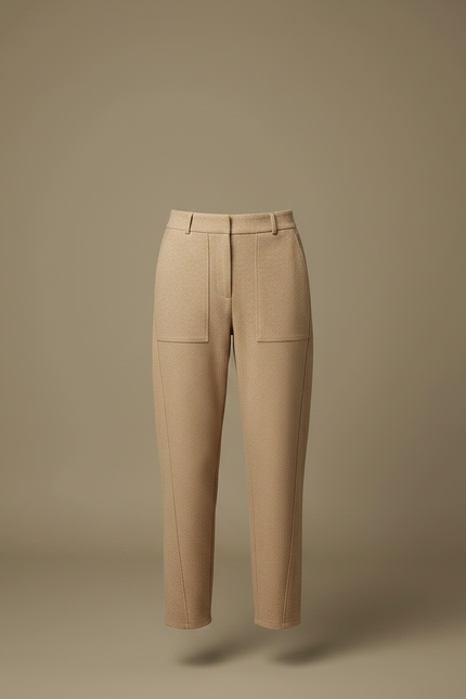 Pantalon Chino Beige Laine Ample Décontracté Femme - vue 3