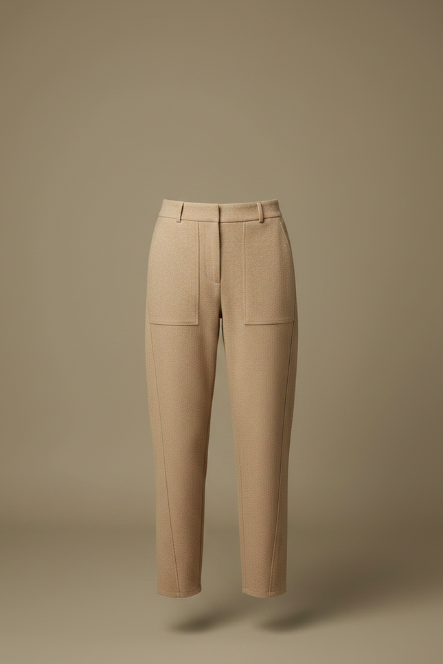 Pantalon Chino Beige Laine Ample Décontracté Femme - vue 3