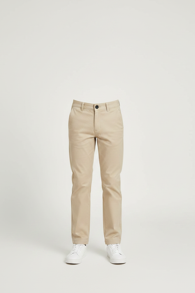 Pantalon Chino Beige Coupe Droite Décontracté Enfant - Gabardine - vue 3