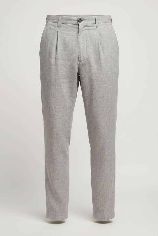 Pantalon Chino Gris Lin Plissé Élégant Homme - vue 3