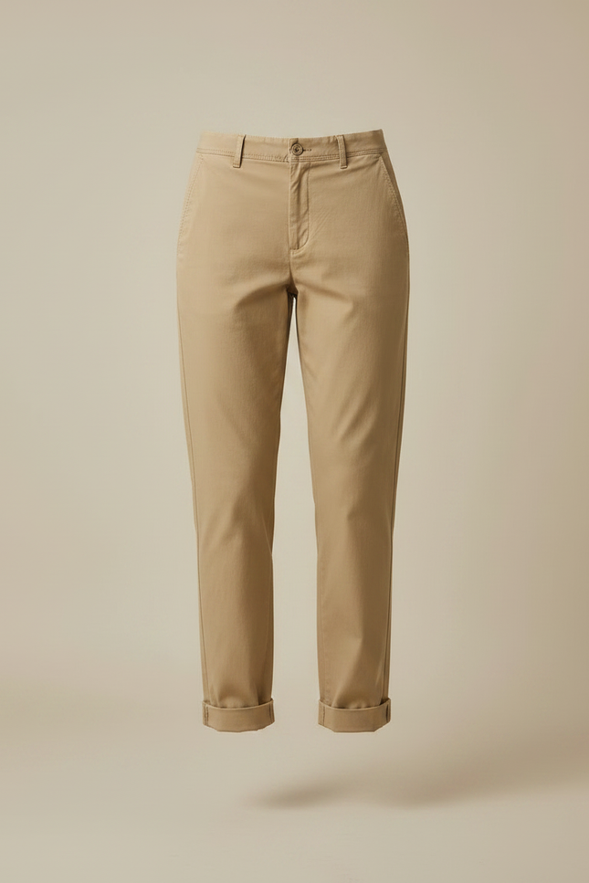 Pantalon Chino Kaki Ample Décontracté Femme - Gabardine - vue 3