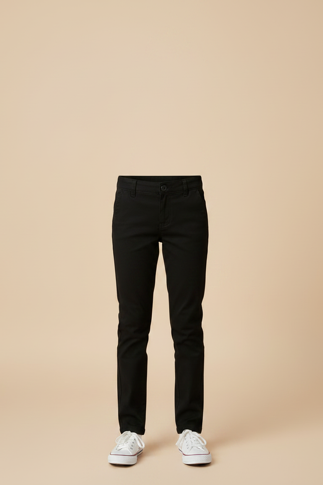 Pantalon Chino Noir Coton Slim Fille Élégant - vue 3