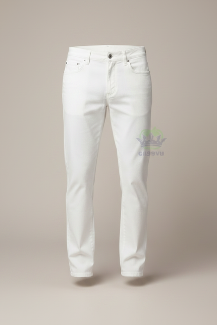 Pantalon Chino Blanc Homme Coupe Droite Coton Élégant - vue 3