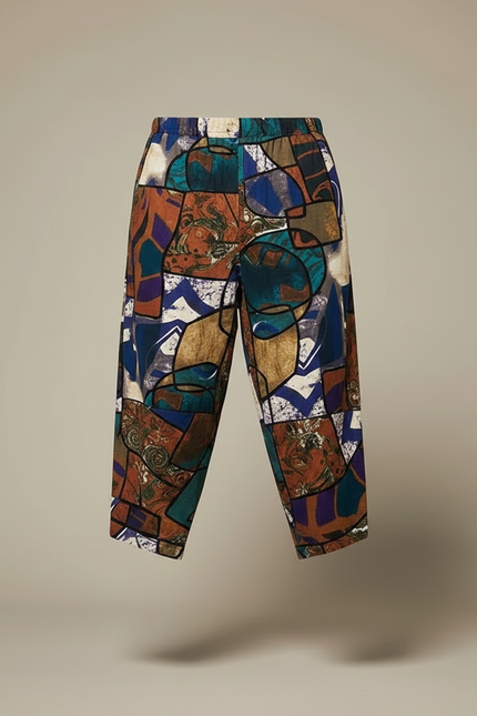 Pantalon Chino Imprimé Ethnique Ample Lin Coton Homme - Multicolore - vue 3