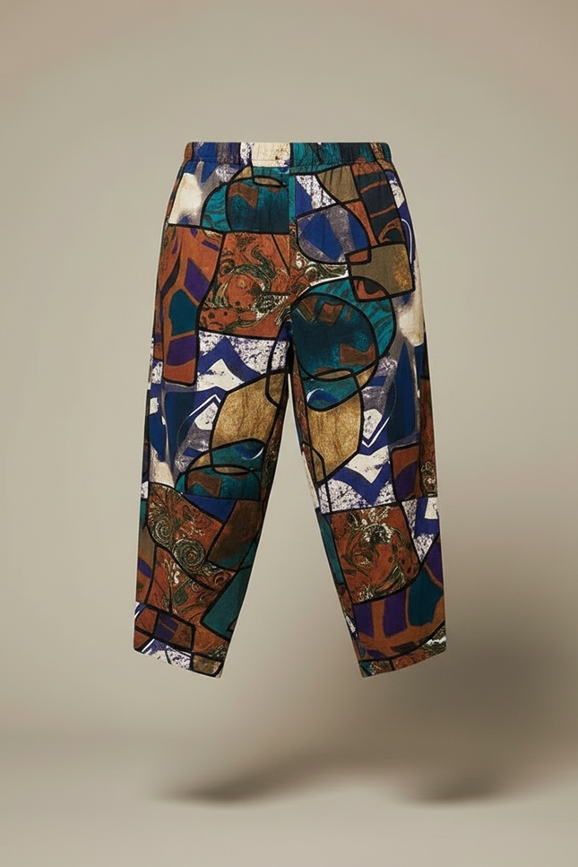 Pantalon Chino Imprimé Ethnique Ample Lin Coton Homme - Multicolore - vue 3