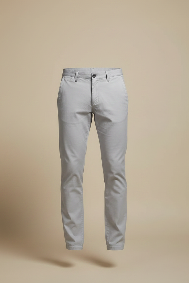 Pantalon Chino Gris Clair Slim Coton Homme - vue 3