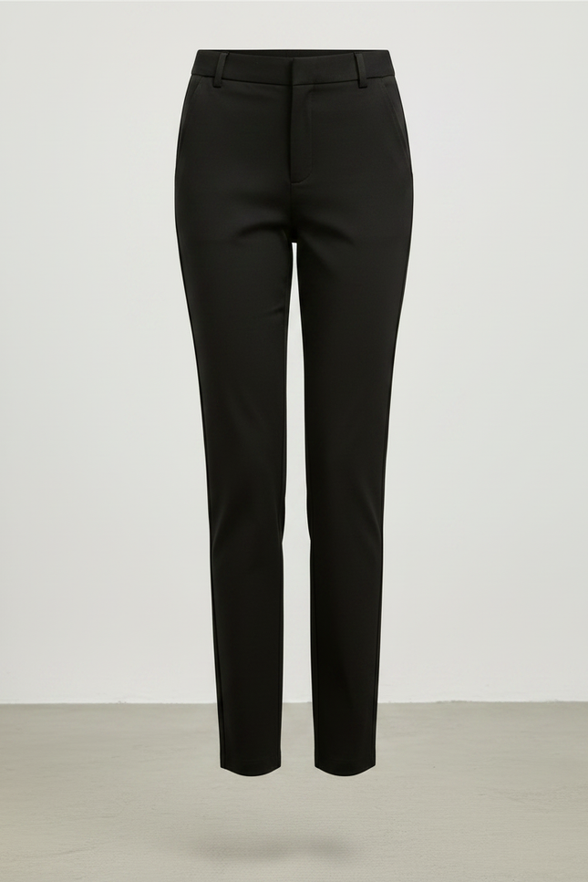 Pantalon Chino Noir Slim Femme Élégant Décontracté - Polyester - vue 3