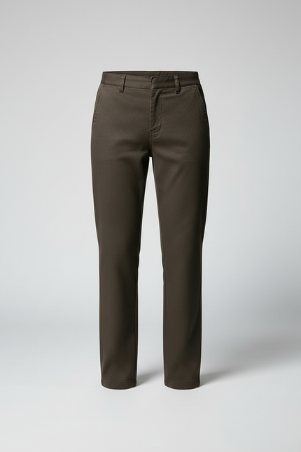 Pantalon Chino Marron Droit Lyocell Décontracté Femme - Gabardine - vue 3