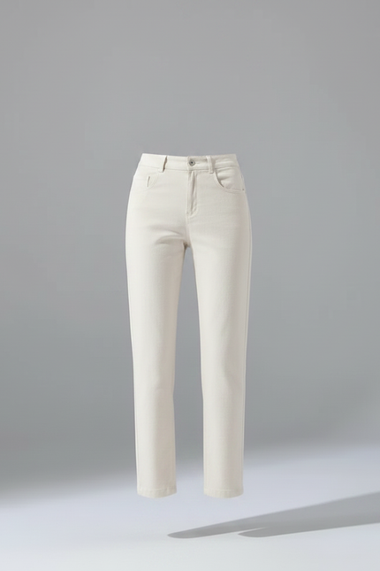 Pantalon Chino Beige Clair Coupe Droite Coton Décontracté - vue 3
