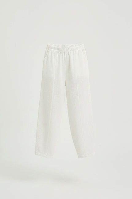 Pantalon Chino Blanc Ample Lin Enfant Décontracté - vue 3