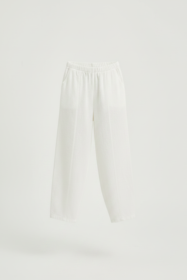 Pantalon Chino Blanc Ample Lin Enfant Décontracté - vue 3