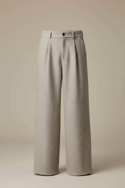 Pantalon Chino Gris Laine Ample Droit Homme - vue 3