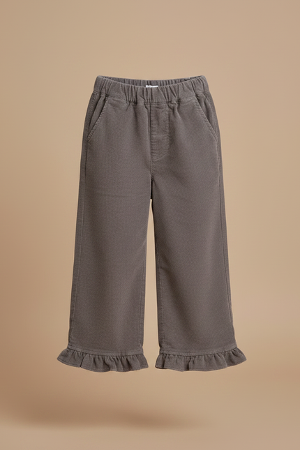 Pantalon Chino Gris Côtelé Ample Décontracté Enfant - Cordé - vue 3