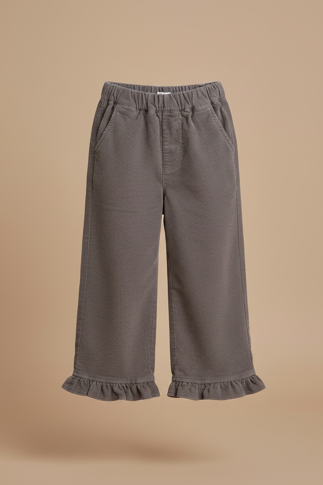 Pantalon Chino Gris Côtelé Ample Décontracté Enfant - Cordé - vue 3