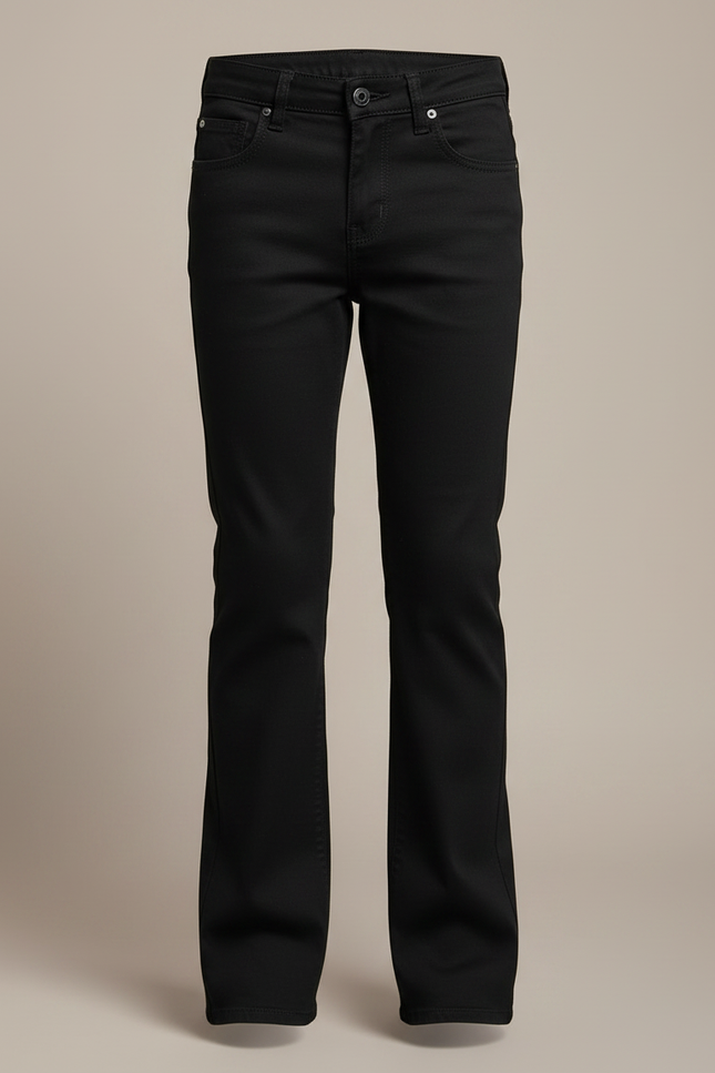 Pantalon Chino Noir Évasé Coton Garçon Décontracté - vue 3