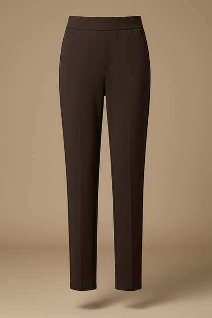 Pantalon Chino Marron Droit Taille Haute Femme Élégant - Polyester - vue 3