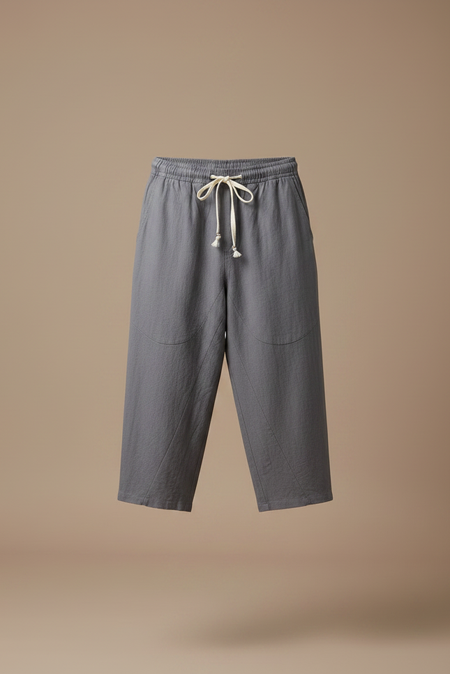 Pantalon Chino Gris Coton Ample Décontracté Homme - Lin - vue 3