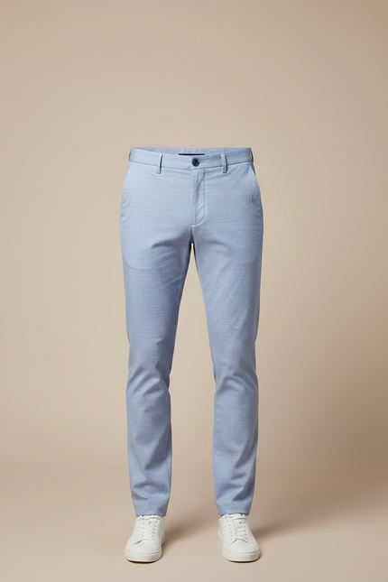 Pantalon Chino Bleu Ciel Droit Micro-Motif Élégant Homme - Coton - vue 3