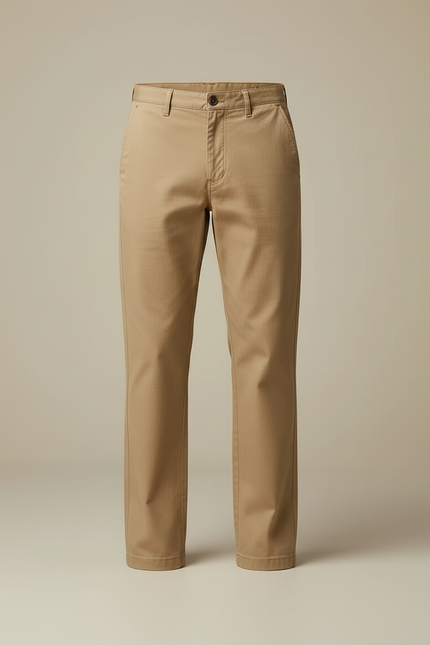 Pantalon Chino Marron - Kaki Coton - vue 3