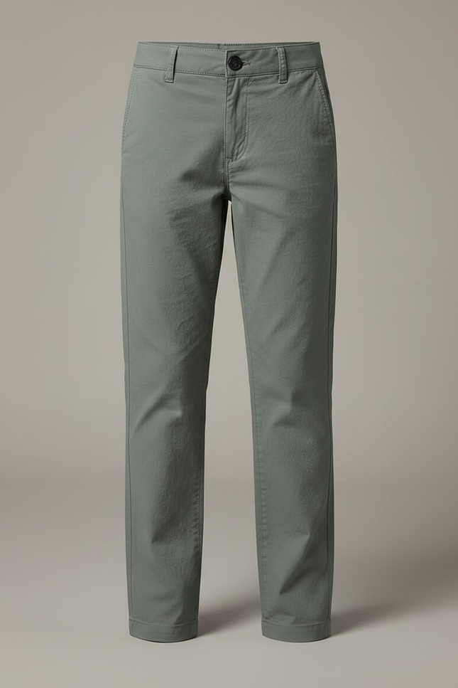 Pantalon Chino Vert Coton Droit Décontracté Enfant - Gabardine - vue 3