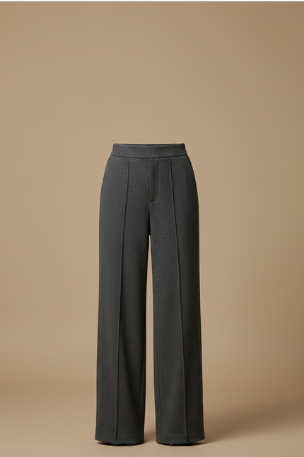Pantalon Chino Gris Large Fluide Élégant Femme - Laine - vue 3