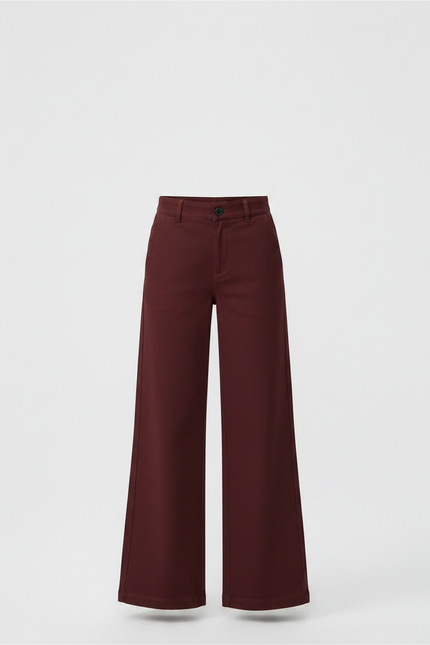 Pantalon Chino Bordeaux Ample Coton Enfant Décontracté - vue 3
