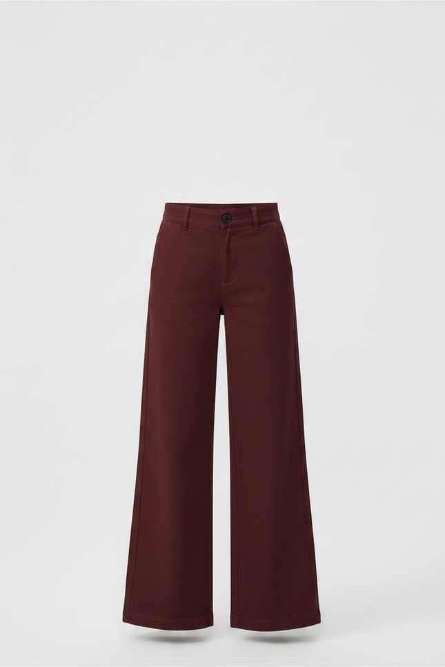 Pantalon Chino Bordeaux Ample Coton Enfant Décontracté - vue 3