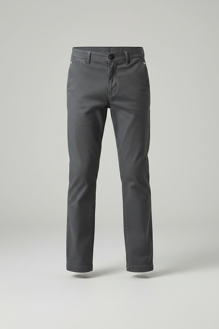 Pantalon Chino Gris Coton Droit Garçon Basique - vue 3