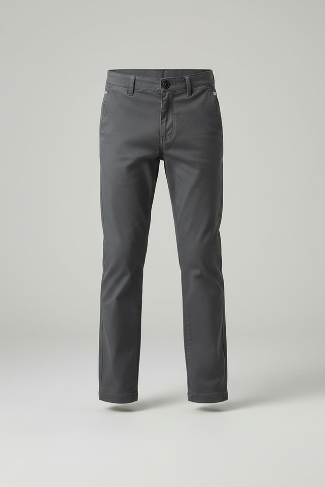 Pantalon Chino Gris Coton Droit Garçon Basique - vue 3
