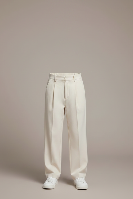 Pantalon Chino Écru Ample Décontracté Enfant Uni - Beige Gabardine - vue 3