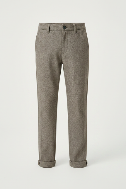 Pantalon Chino Gris Chiné Droit Laine Enfant - Tweed - vue 3
