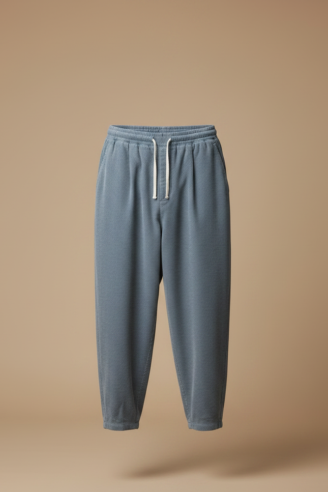Pantalon Chino Bleu Côtelé Ample Cordon Homme - Cordé - vue 3