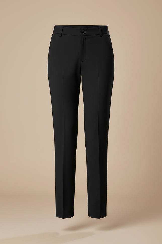 Pantalon Chino Noir Slim Élégant Femme Classique - Gabardine - vue 3