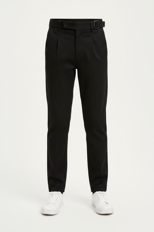 Pantalon Chino Noir Plissé Ceinture Élégant Enfant - Gabardine - vue 3