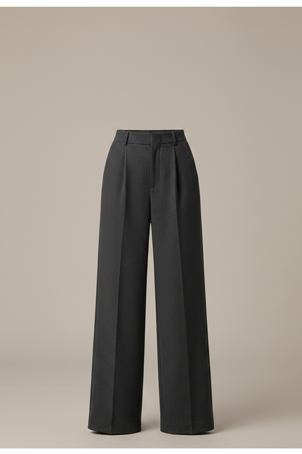 Pantalon Chino Gris Laine Ample Élégant Femme - vue 3