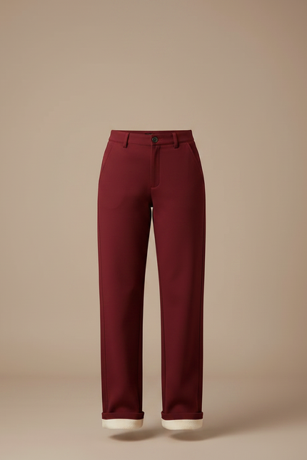 Pantalon Chino Bordeaux Ample Doublé Chaud Hiver - Gabardine - vue 3